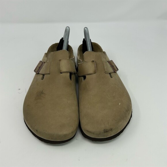 Birkenstock Boston Clog Beige Tan Leather Slip-On Soft Footbed EU 41 Comfort - Picture 6 of 13